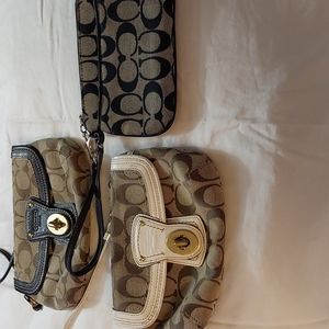 3 Coach signature mini wristlet bag